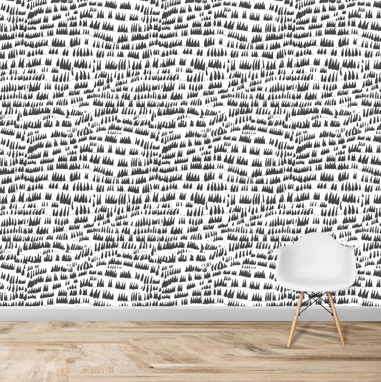 Daphne Drops Wallpaper Repeat Pattern | Charcoal - Munks and Me Wallpaper