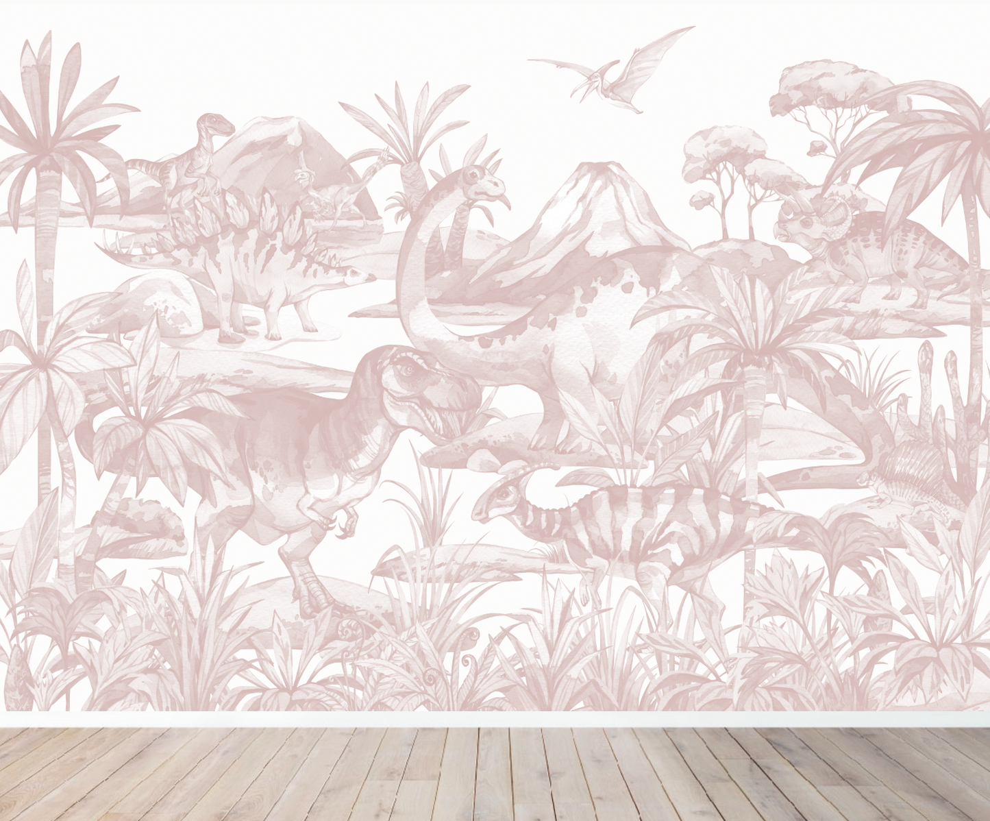 Dinosaur World Wallpaper Mural | Rose - Munks and Me Wallpaper