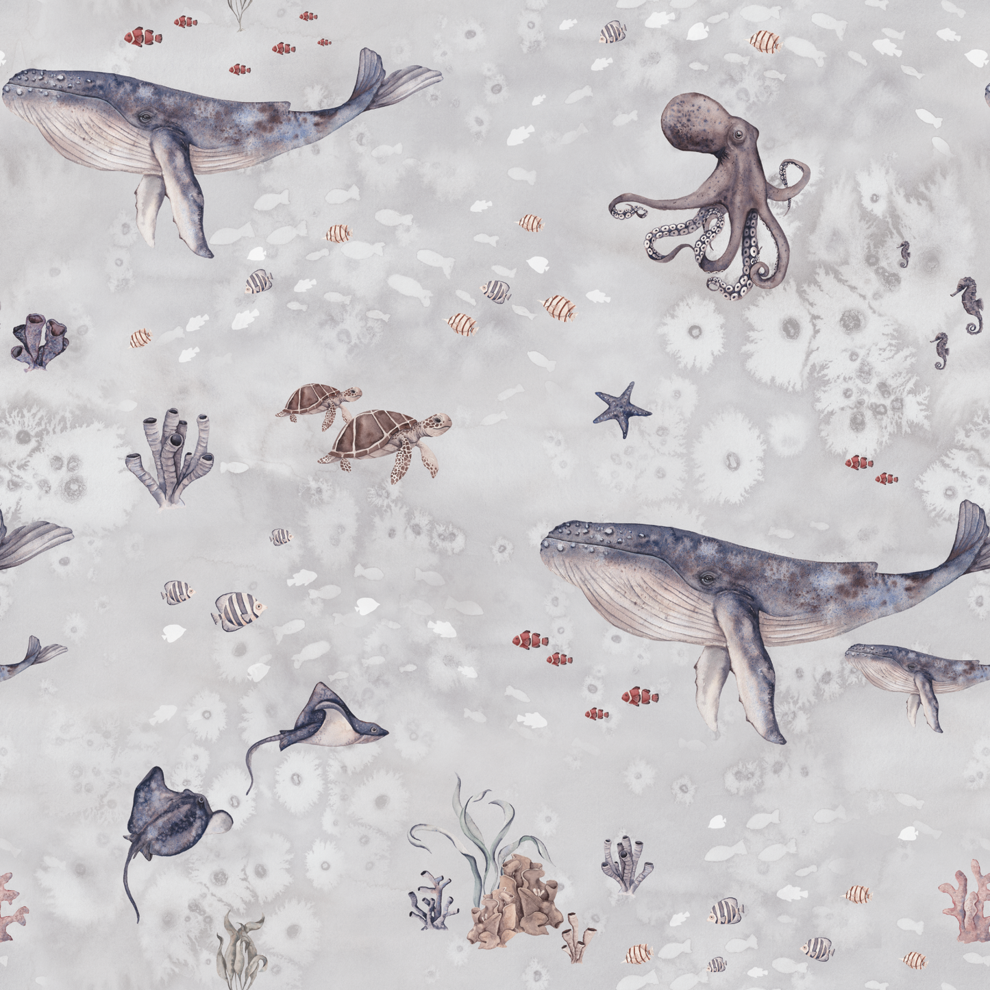 Ocean Friends Wallpaper Repeat Pattern - Munks and Me Wallpaper