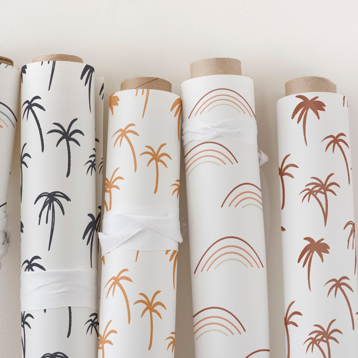 The Noa Tropical Palm Print Wallpaper Repeat Pattern | Rust - Munks and Me Wallpaper