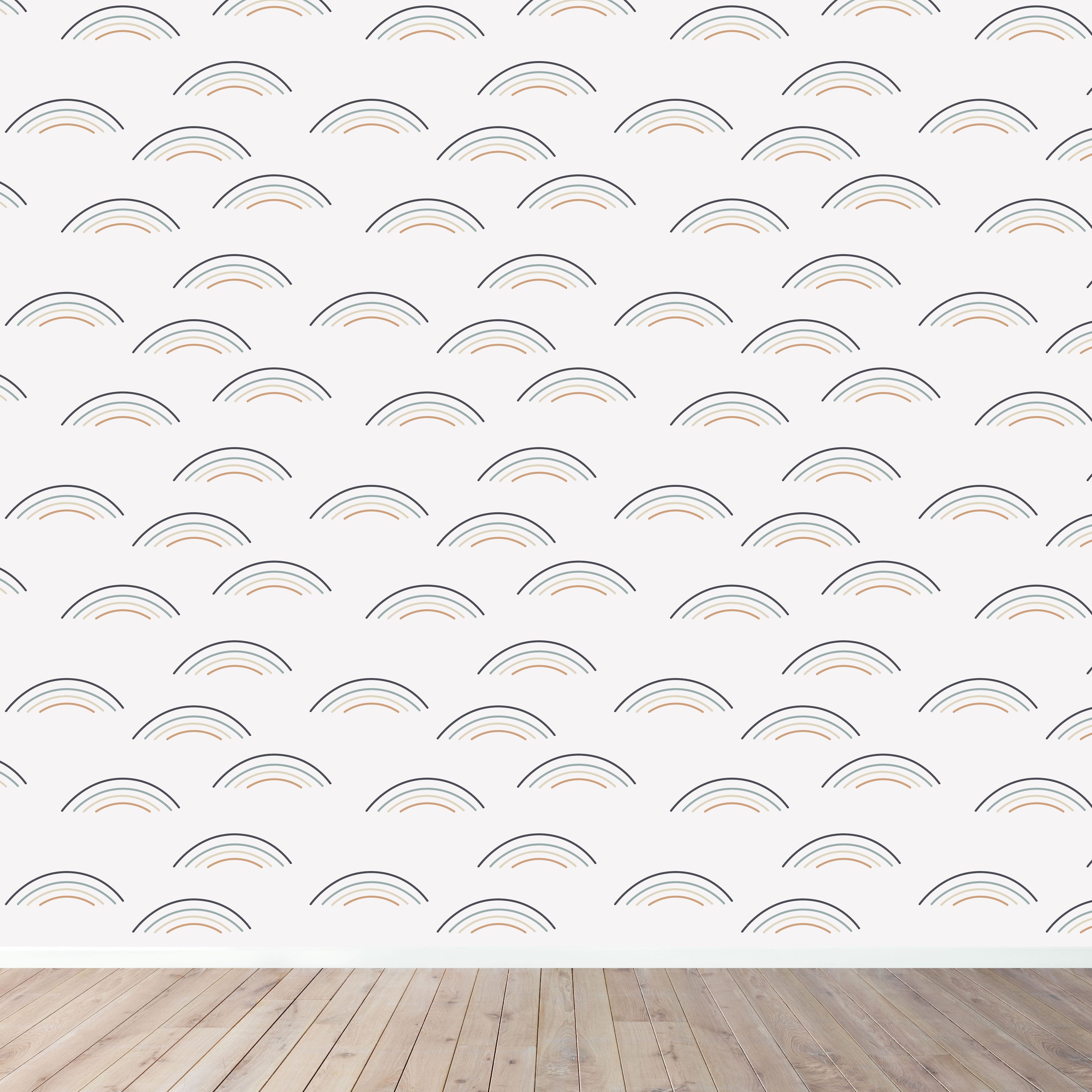 Rainbow Wave Wallpaper Repeat Pattern | Navy - Munks and Me Wallpaper