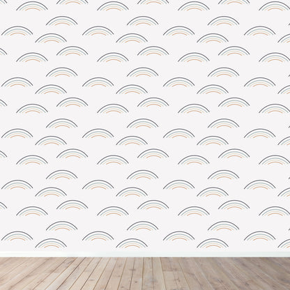 Rainbow Wave Wallpaper Repeat Pattern | Navy - Munks and Me Wallpaper