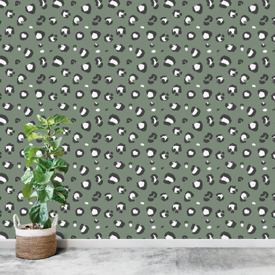 Leopard Print Wallpaper Repeat Pattern | Sage - Munks and Me Wallpaper