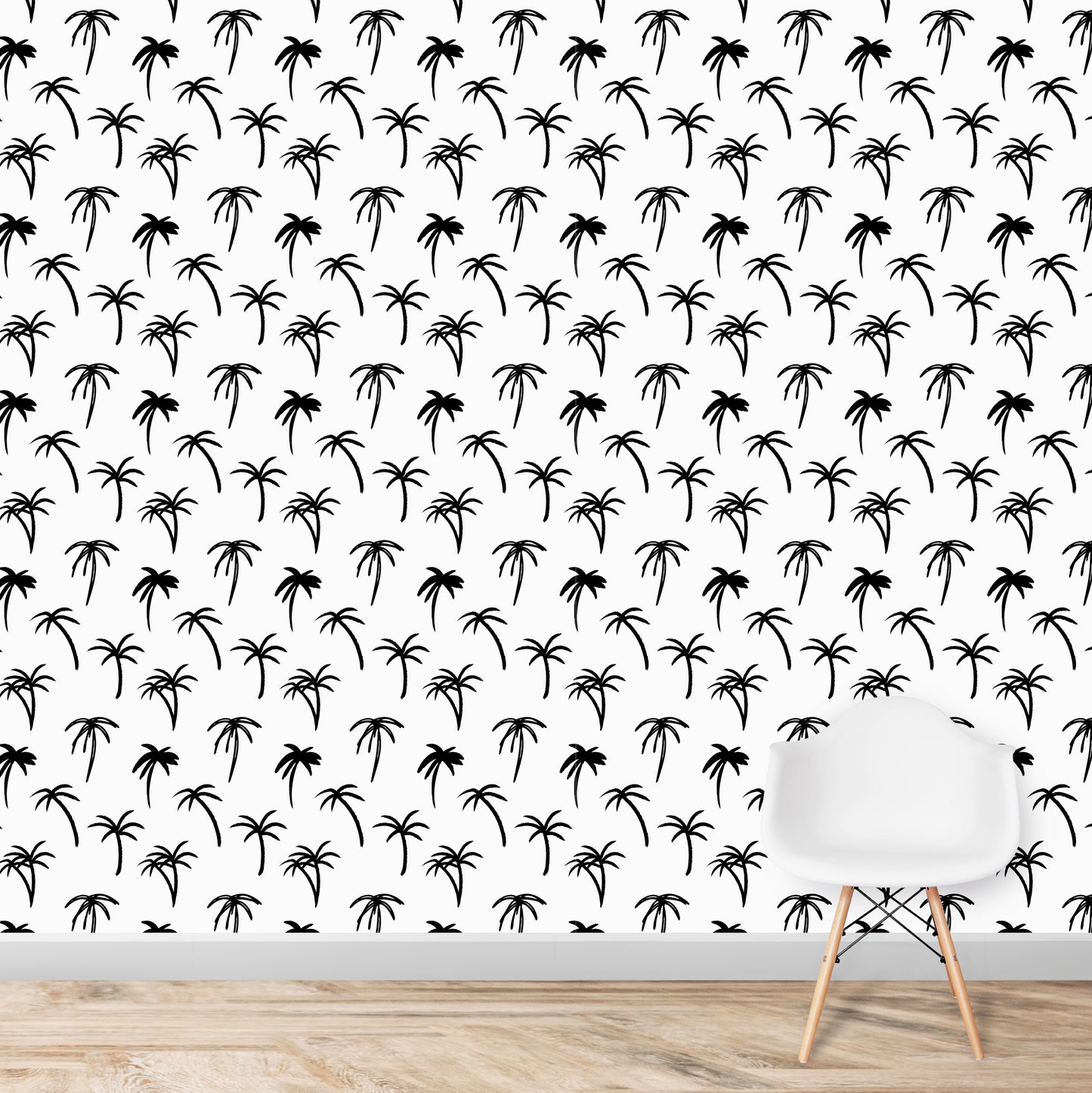 Noa Tropical Palm Wallpaper Repeat Pattern | Black - Munks and Me Wallpaper