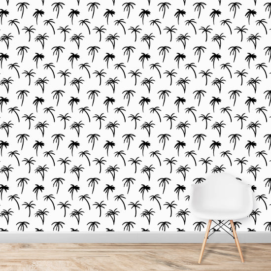 Noa Tropical Palm Wallpaper Repeat Pattern | Black - Munks and Me Wallpaper