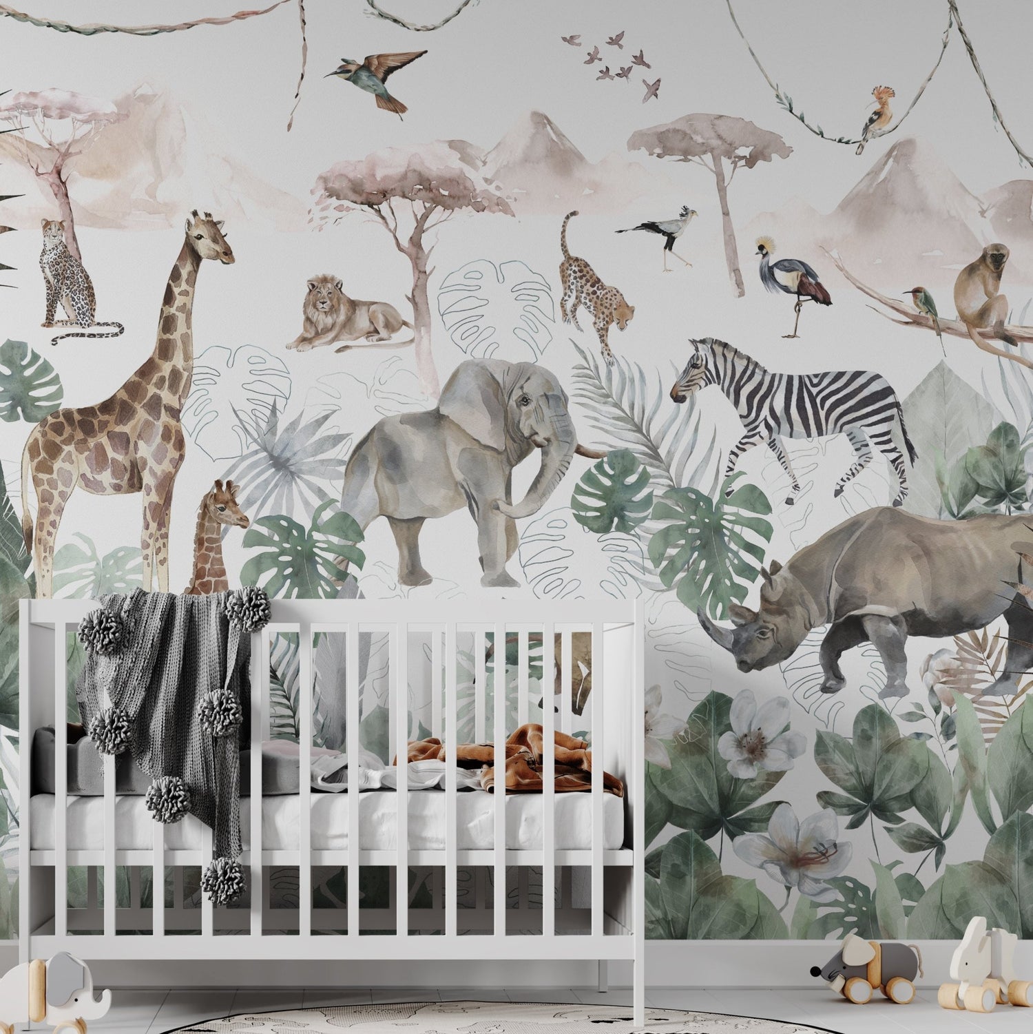 Bring the jungle to your walls 🦓🦒🐘 - Munks and Me - Nursery Wallpaper