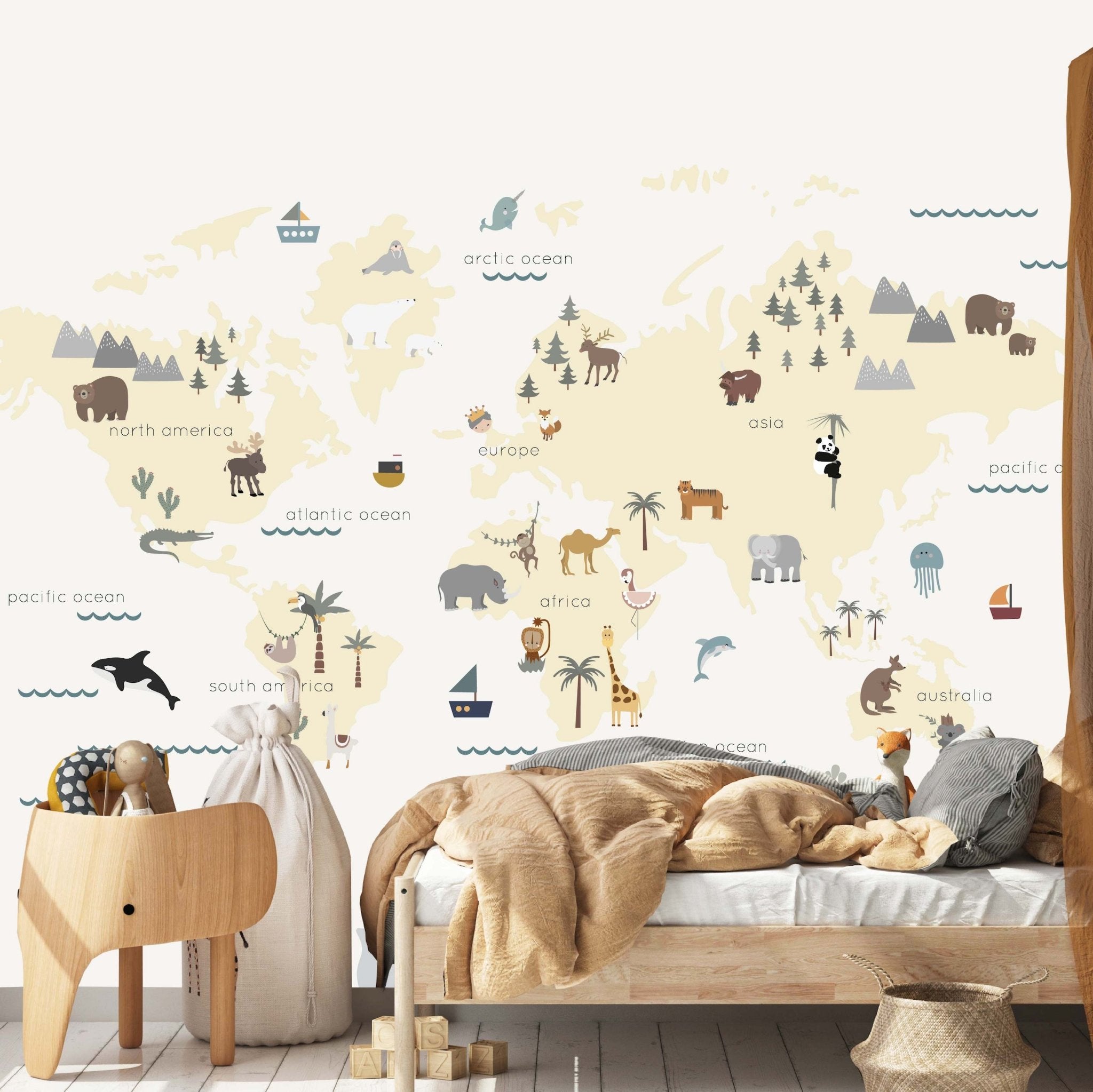 The Map Mural Wallpaper - Munks and Me - Nursery Wallpaper