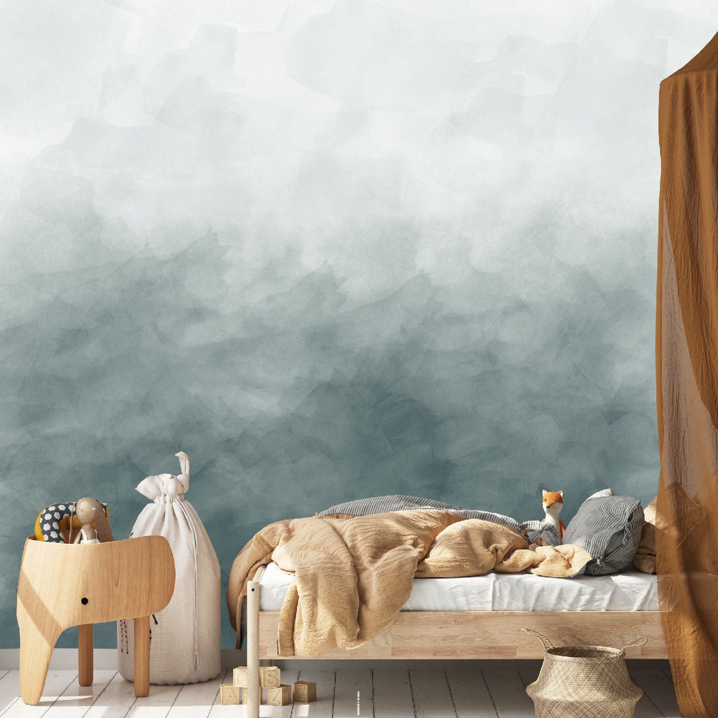 Watercolour Wallpaper Feature Walls - Munks and Me - Nursery Wallpaper