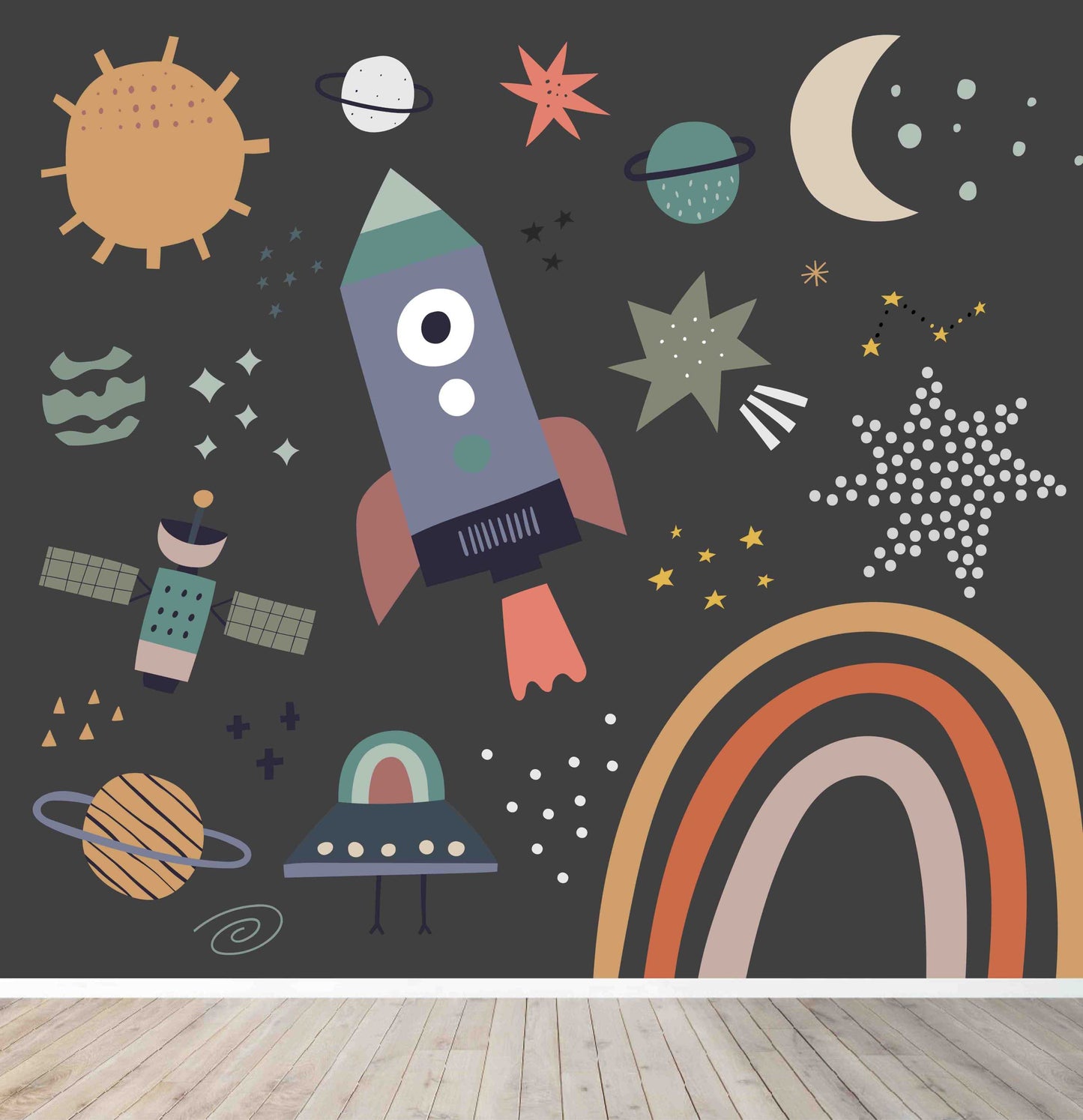 Load image into Gallery viewer, Custom It&amp;#39;s All About Rockets Wallpaper Mural | H298cm x W330cm - Munks and Me Wallpaper
