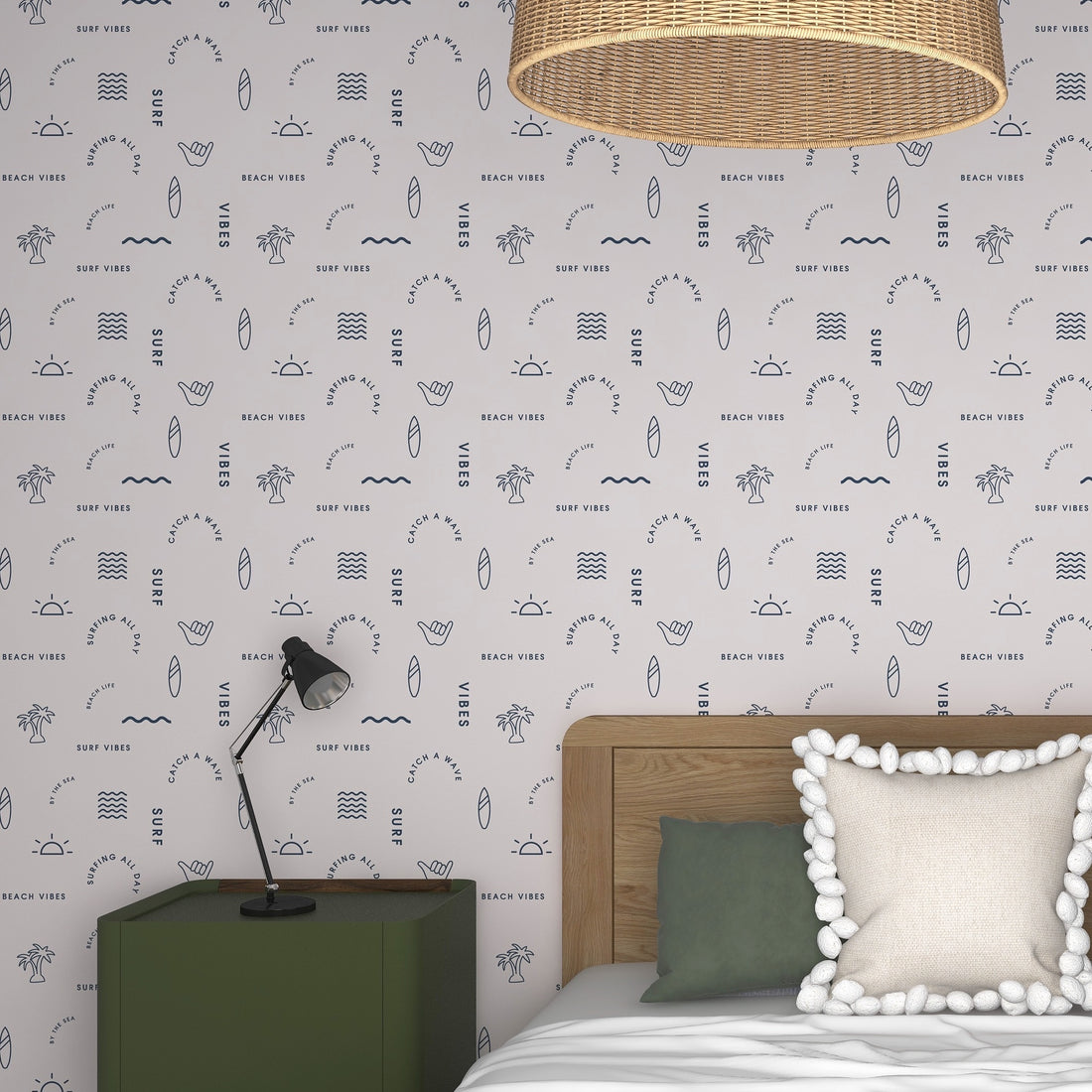 Beach Vibes Wallpaper Repeat Pattern | Blue - Munks and Me Wallpaper
