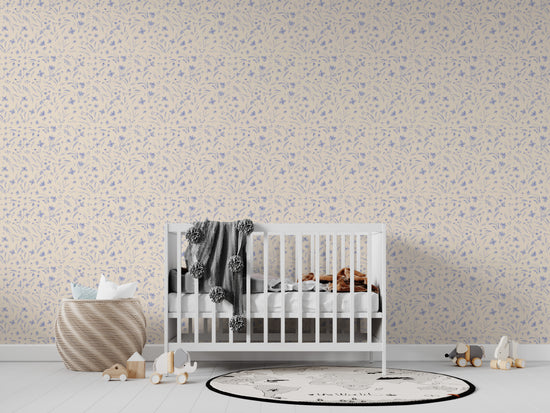 Butterfly Meadowland Wallpaper Repeat Pattern Cyan | Sample - Munks and Me Wallpaper