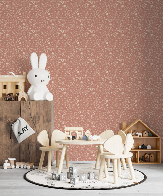 Load image into Gallery viewer, Butterfly Meadowland Wallpaper Repeat Pattern Terracotta - Munks and Me Wallpaper
