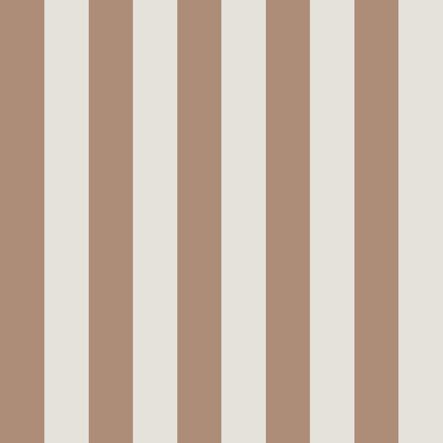 The image features alternating vertical stripes in beige and light tan, evoking the whimsical pattern of Circus Stripe Wallpaper Latte by munks and me, ideal for a playful kids space.