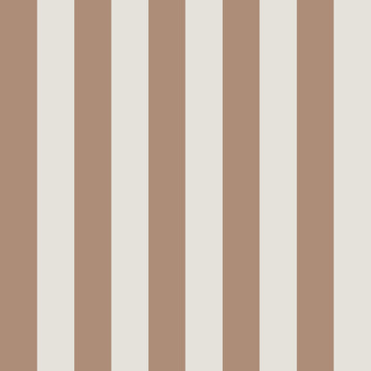 The image features alternating vertical stripes in beige and light tan, evoking the whimsical pattern of Circus Stripe Wallpaper Latte by munks and me, ideal for a playful kids space.