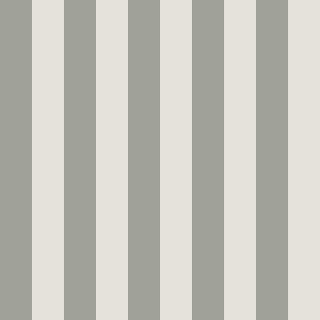 The Circus Stripe Wallpaper Matcha by munks and me features alternating vertical stripes in light gray and pale off-white, with six gray and five off-white stripes. Its clean, uniform design is perfect for a nursery or kids room, offering a simple yet charming aesthetic.