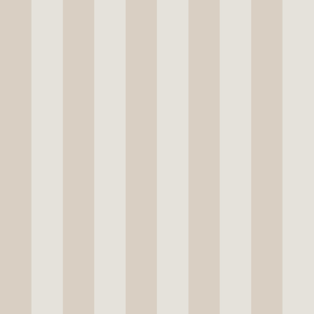 The Circus Stripe Wallpaper Soft Beige by munks and me features alternating vertical stripes of pale cream and beige, ideal for a kids room or nursery.