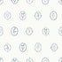 Botanic Emblem Wallpaper features a seamless pattern of delicate blue floral illustrations in oval and diamond frames, each showcasing a unique flower on a light background for an elegant, botanical look.