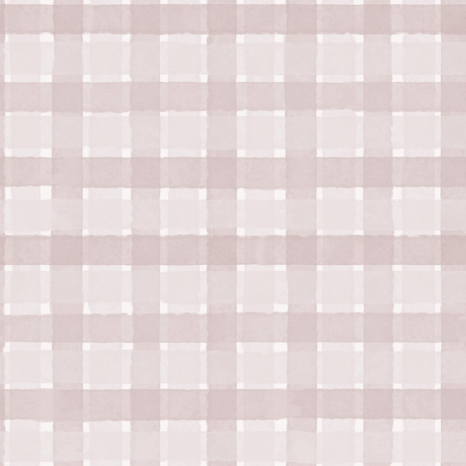 Checkered Wallpaper Repeat Pattern | Pink features a seamless light pink and white plaid with evenly spaced lines and a soft watercolor effect—ideal for childrens room wallpaper or a pink nursery.
