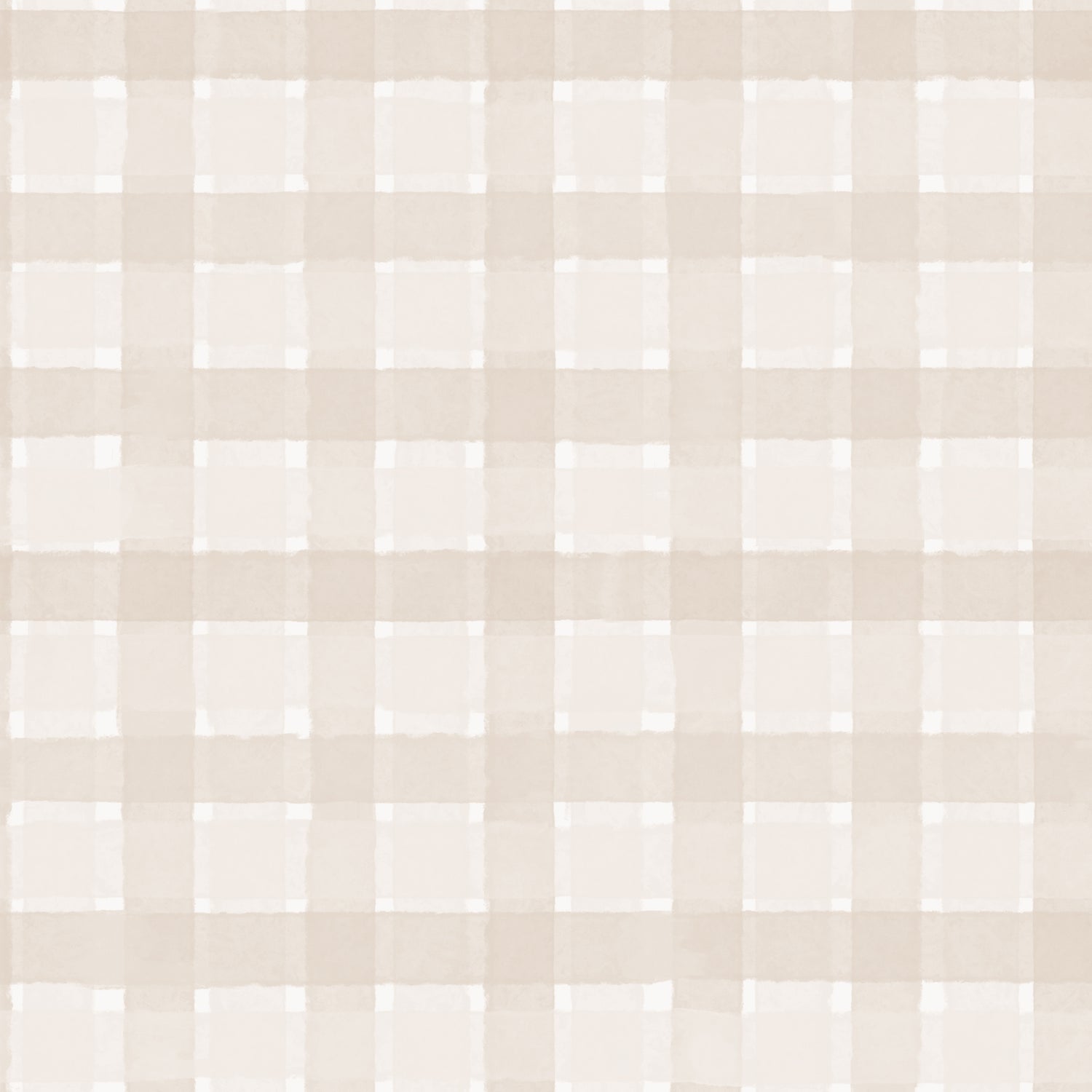 The Checkered Wallpaper Repeat Pattern | Cream features a seamless beige and white plaid design with soft lines and a watercolor texture, ideal for adding a gentle touch to nursery décor.