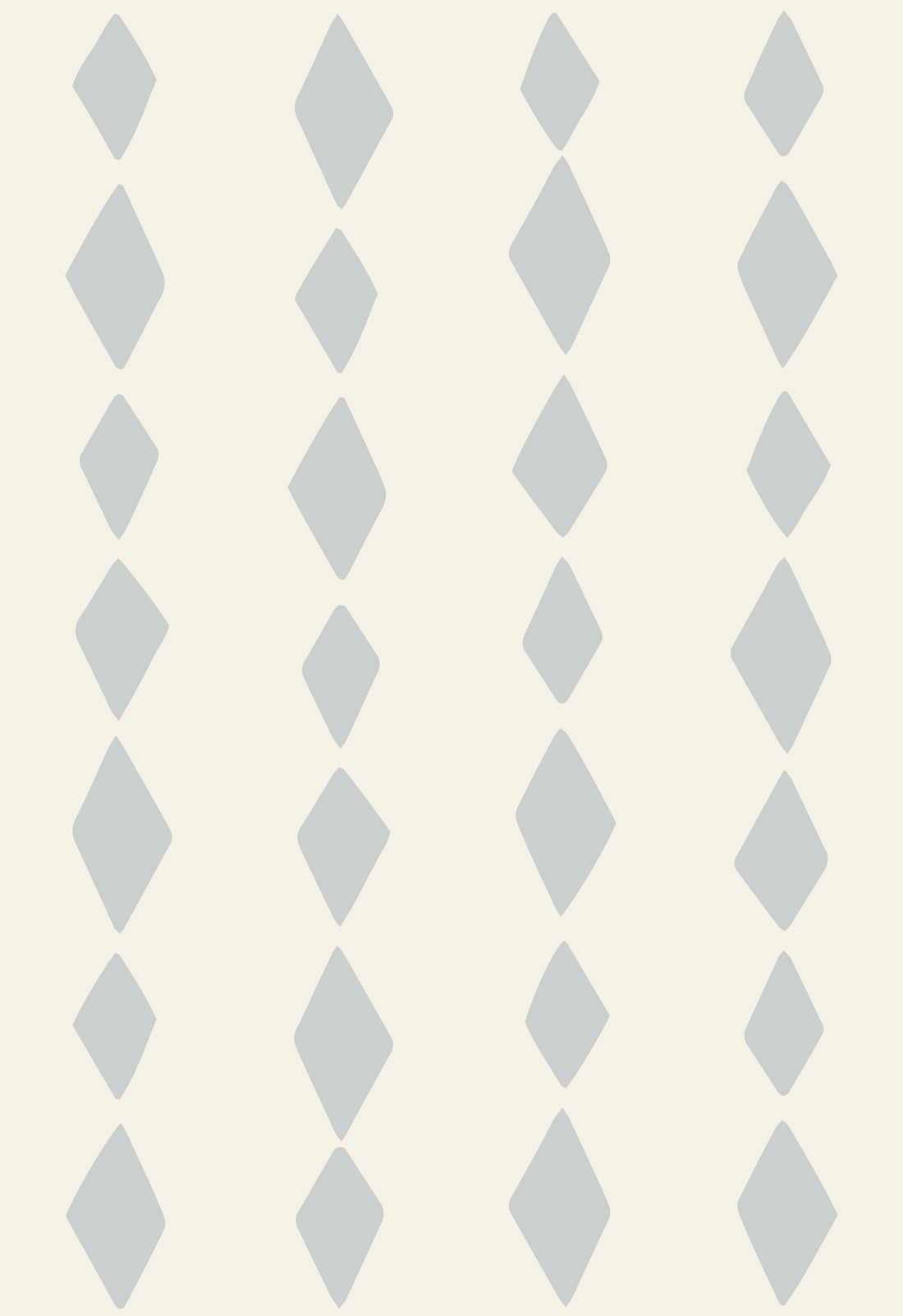 Jolly Jester Wallpaper Repeat Pattern | Blue features five vertical columns of evenly spaced light gray diamonds on an off-white background. The staggered, geometric design nods to classic blue harlequin styles, adding playful charm ideal for nurseries.