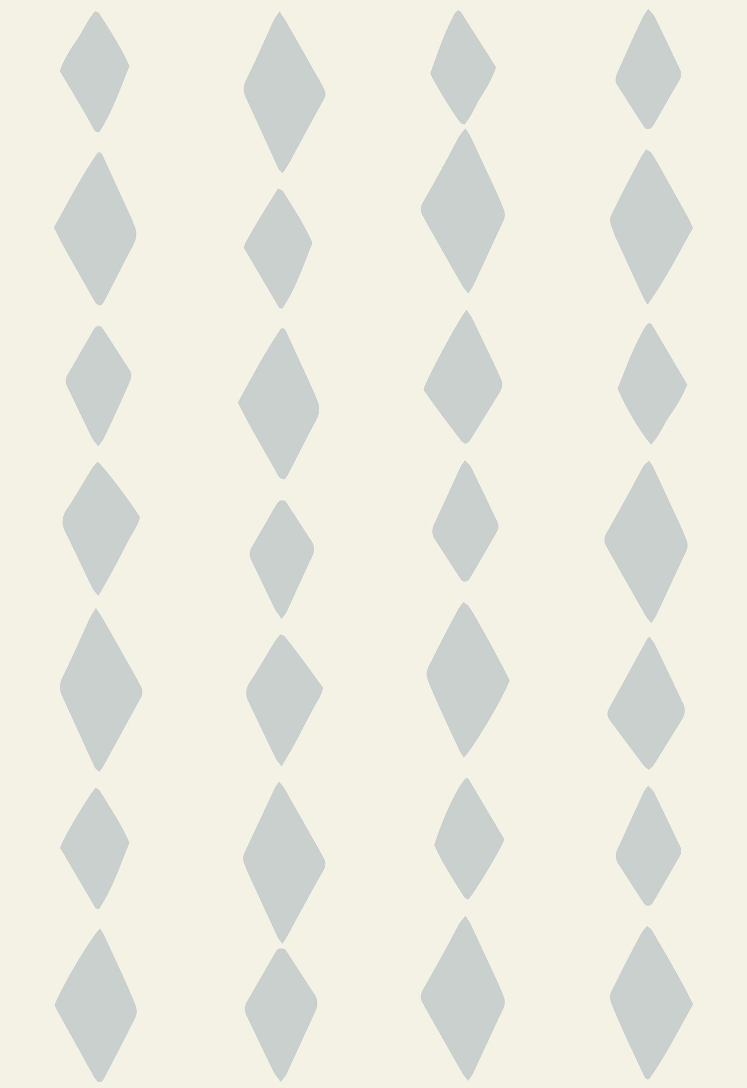 Jolly Jester Wallpaper Repeat Pattern | Blue features five vertical columns of evenly spaced light gray diamonds on an off-white background. The staggered, geometric design nods to classic blue harlequin styles, adding playful charm ideal for nurseries.