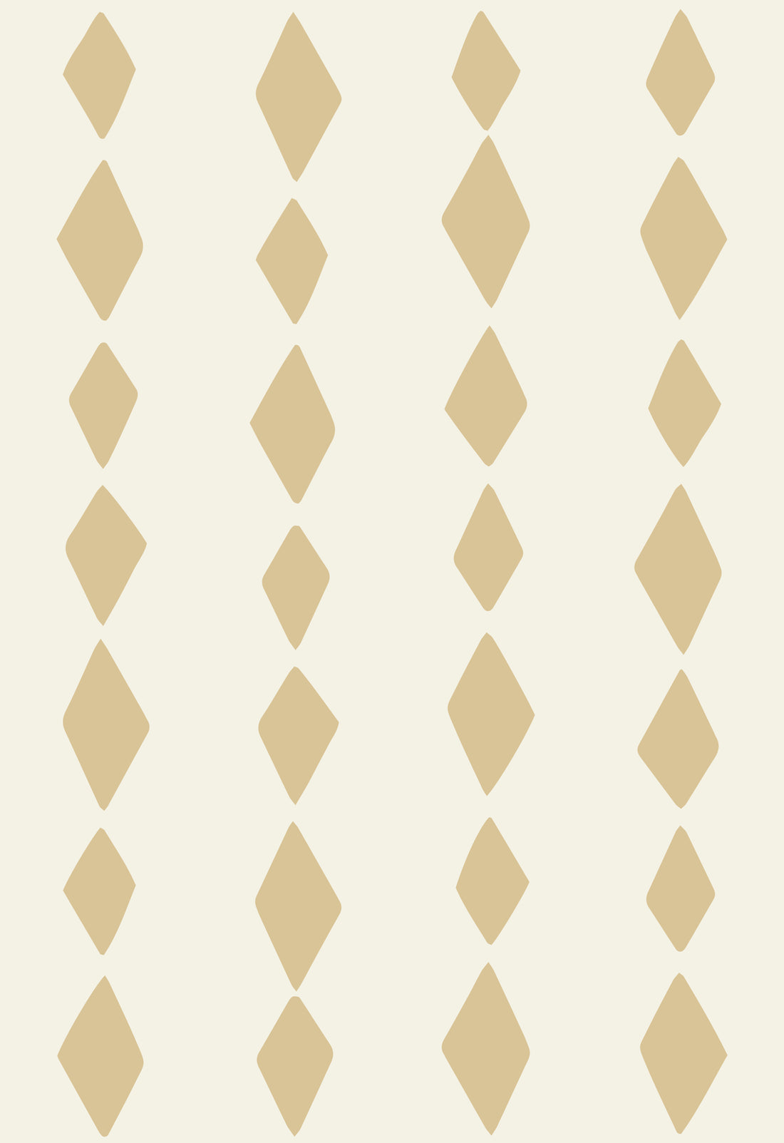 The Jolly Jester Wallpaper Repeat Pattern | Yellow features beige diamond shapes in vertical columns on a light cream background, with evenly spaced diamonds in varying sizes, evoking classic yellow harlequin wallpaper style.