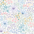 The Custom Pink Wildflower Waltz Wallpaper features a watercolor floral pattern with pink, lavender, blue, and yellow flowers plus green leaves on white—creating an airy, whimsical backdrop for any space.