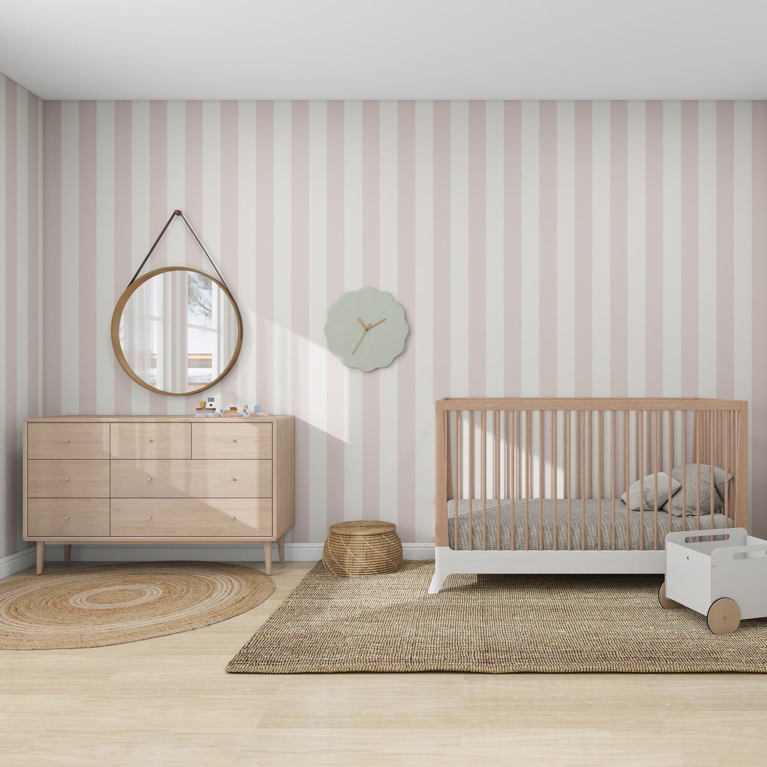 Circus Stripe Wallpaper Blush Rose