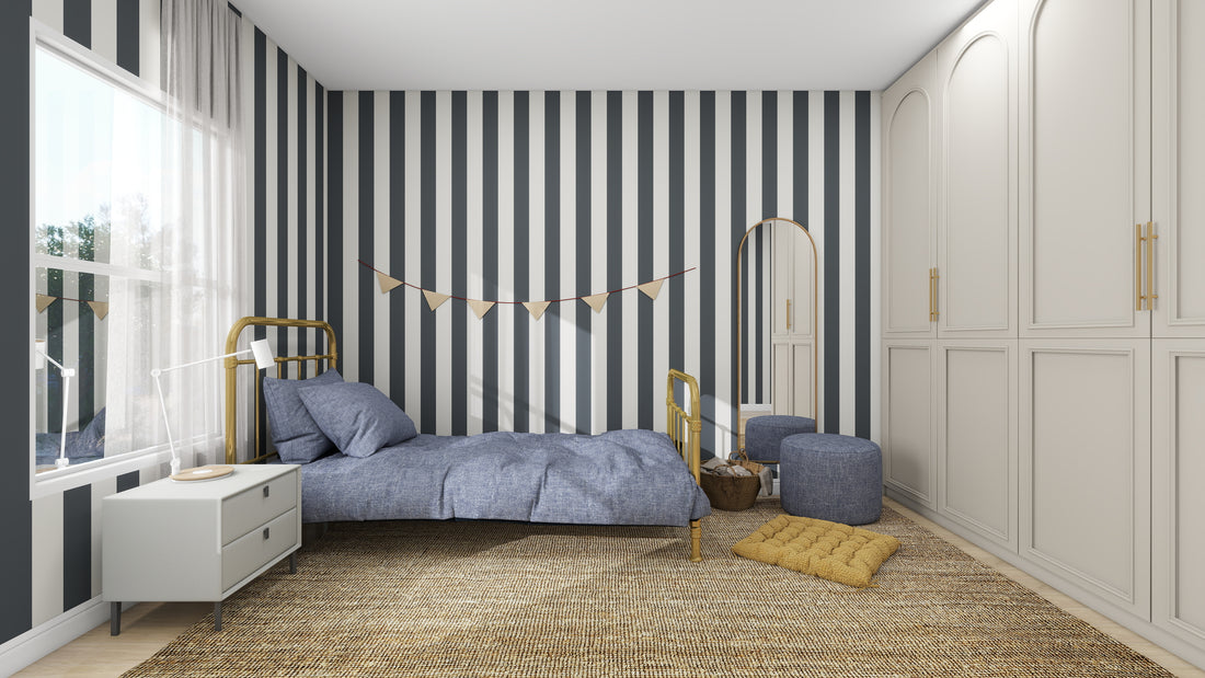 Circus Stripe Wallpaper Denim