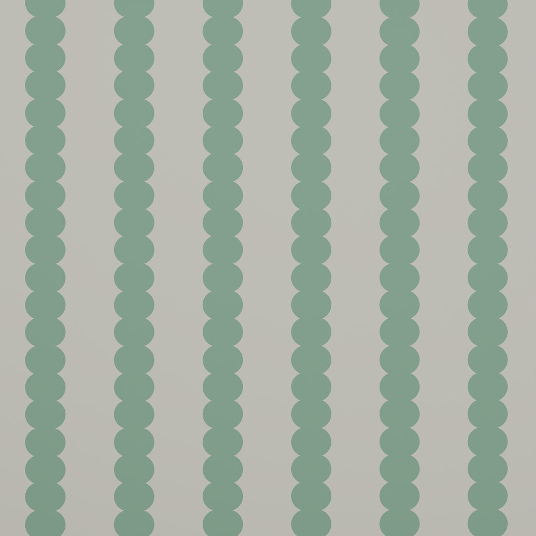 A high-quality wallpaper sample featuring custom green seafoam scallop stripe patterns of overlapping vertical lines, evenly spaced on a white background.