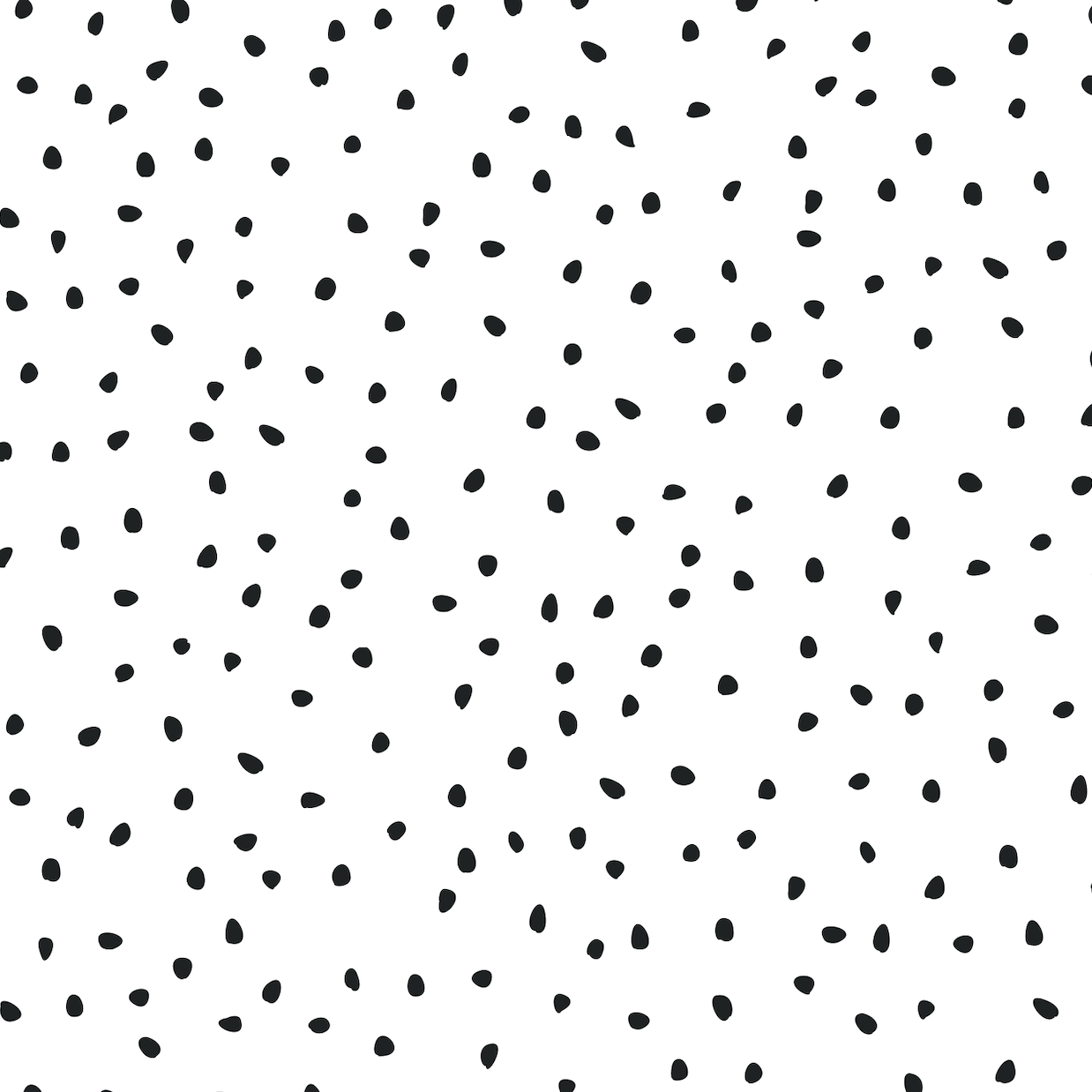 A sample of Black Cora Spotty Wallpaper featuring an abstract design of irregular black dots evenly scattered on a white background.