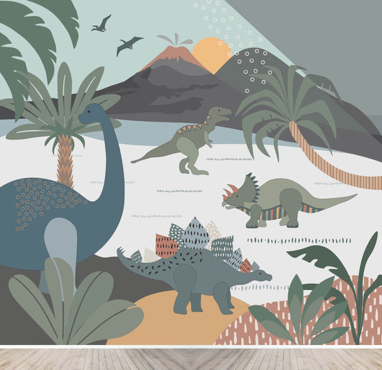 Load image into Gallery viewer, Custom Dinosaur and Friends Wallpaper H276cm x W306cm - Munks and Me Wallpaper
