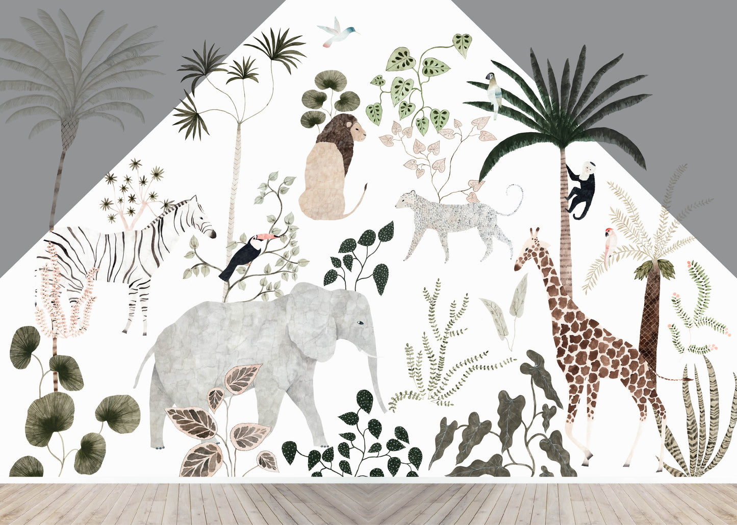 Load image into Gallery viewer, Custom Jungle Dreams Mural | H231CM X W357CM - Munks and Me Wallpaper
