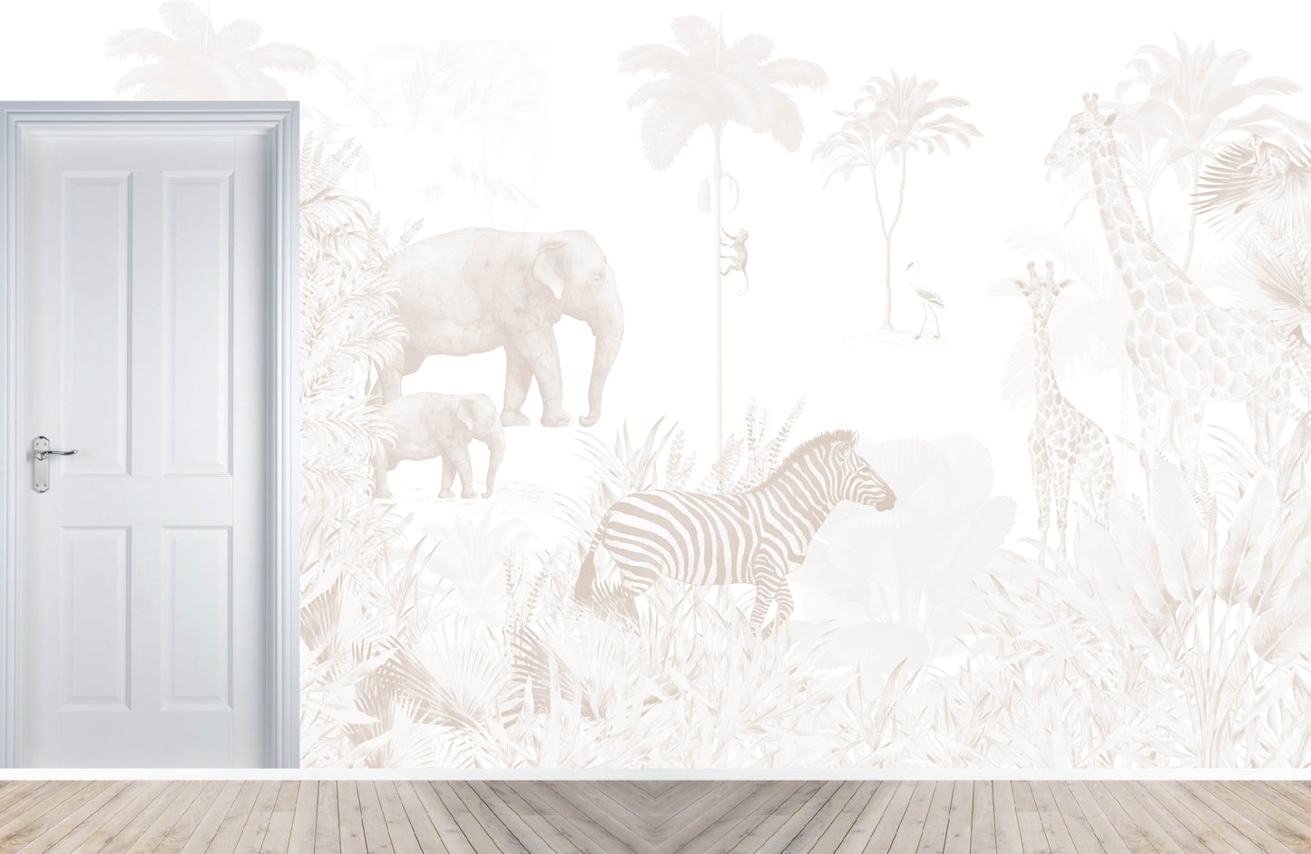 Load image into Gallery viewer, Custom Neutral Jungle Mural | H240CM X W409CM - Munks and Me Wallpaper
