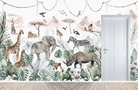Load image into Gallery viewer, Custom Paradise Jungle Mural | H249cm x W426cm - Munks and Me Wallpaper

