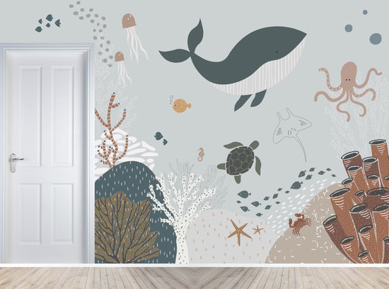 Custom Under the Sea Wallpaper Mural | H231cm x W341cm - Munks and Me Wallpaper