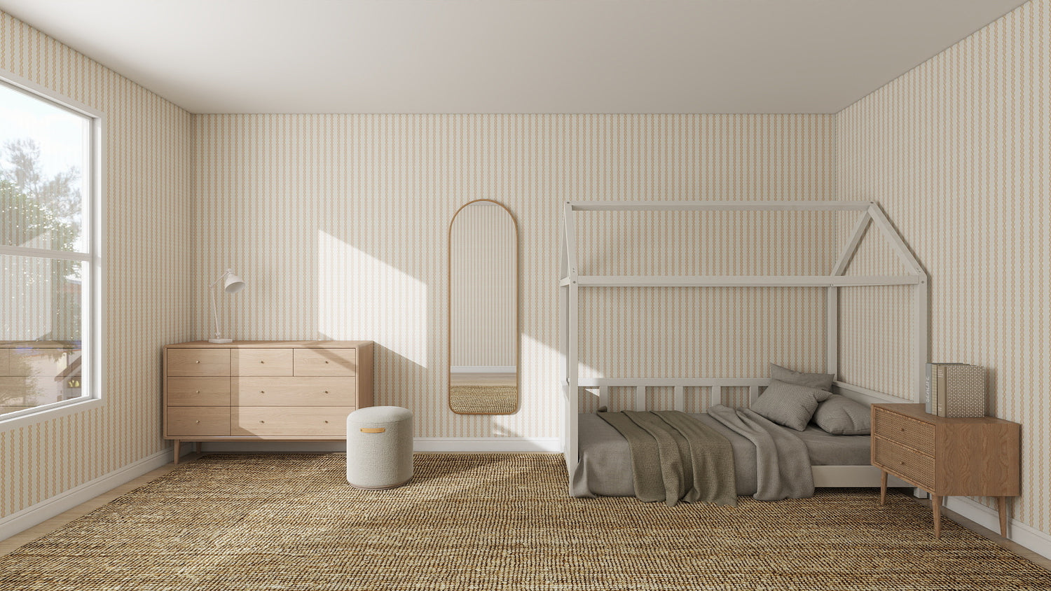 Little Abacus Stripe Pink and Yellow Wallpaper