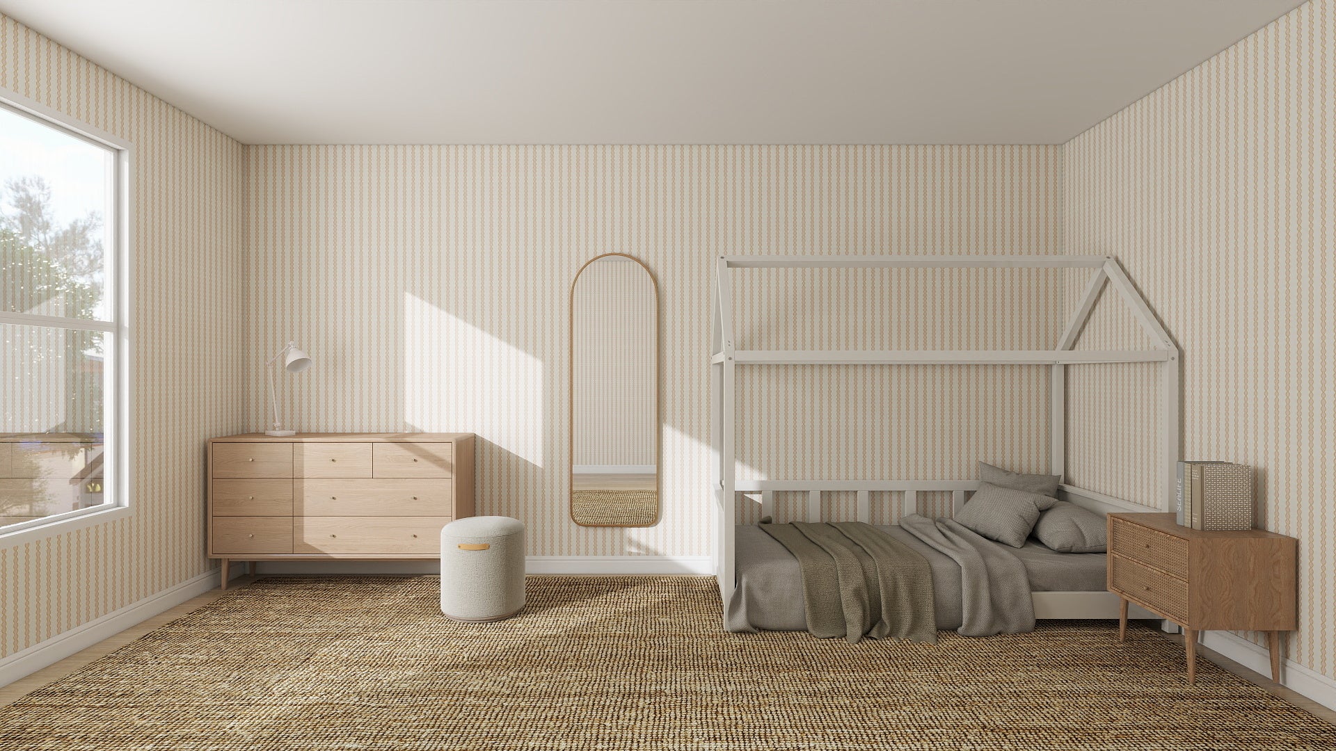 Little Abacus Stripe Pink and Yellow Wallpaper
