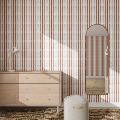 Little Abacus Stripe wallpaper in red and blue