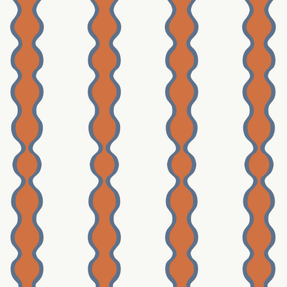Little Abacus Stripe wallpaper in red and blue