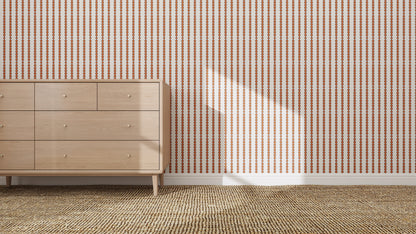 Little Abacus Stripe wallpaper in red and blue