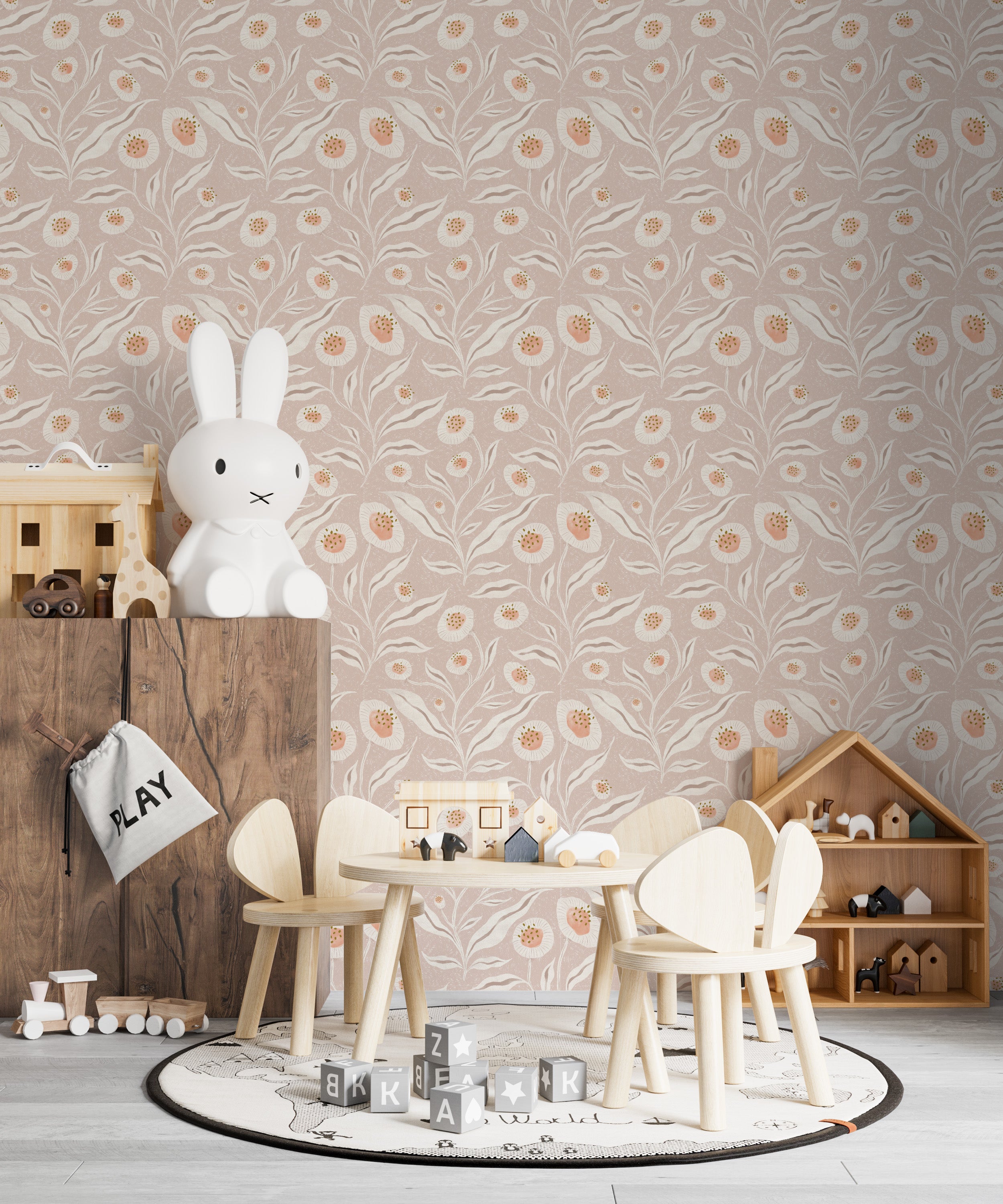 Matlidas Sunflower Wallpaper Repeat Pattern Neutral - Munks and Me Wallpaper