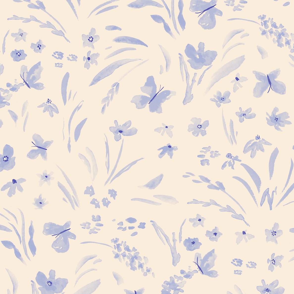 Butterfly Meadowland Wallpaper Repeat Pattern Cyan - Munks and Me Wallpaper