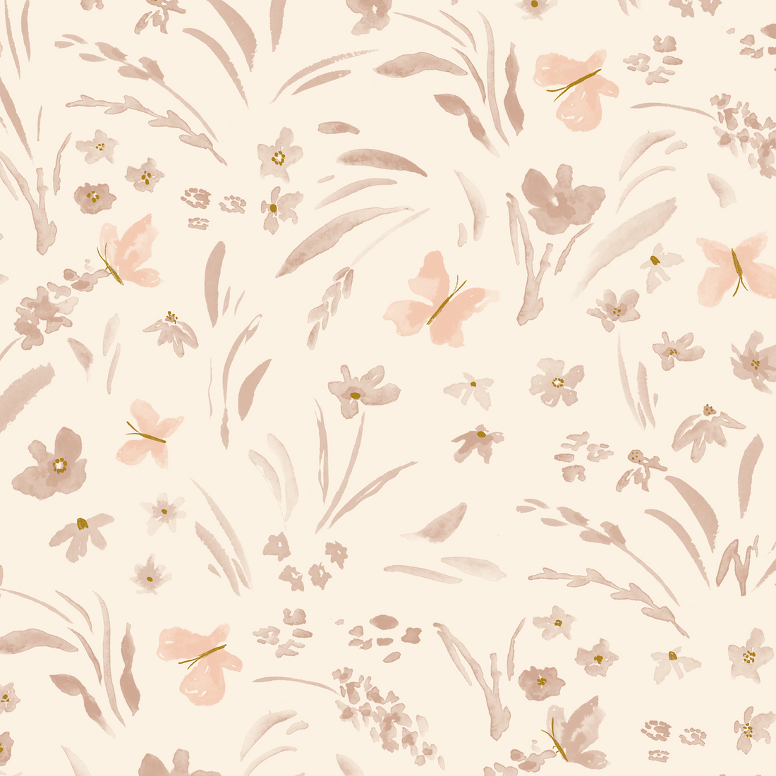 Butterfly Meadowland Wallpaper Repeat Pattern Dune - Munks and Me Wallpaper