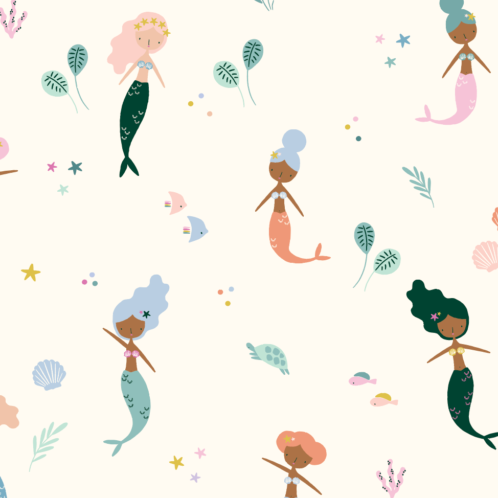 Mermaid Friends Repeat Pattern | Sample - Munks and Me Wallpaper
