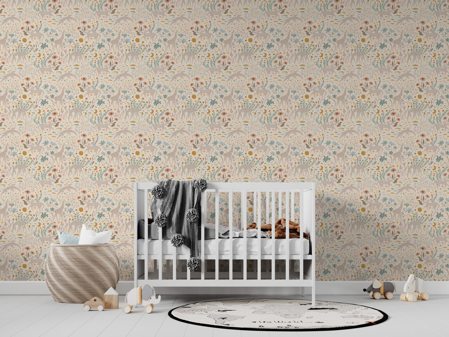 Load image into Gallery viewer, Mils Menagerie Wallpaper Repeat Pattern Rose - Munks and Me Wallpaper
