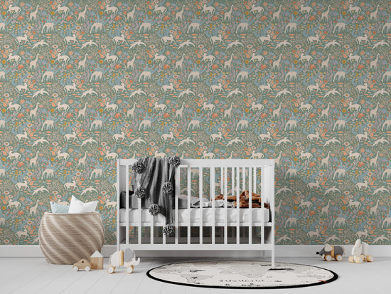 Load image into Gallery viewer, Mils Menagerie Wallpaper Repeat Pattern Sage - Munks and Me Wallpaper
