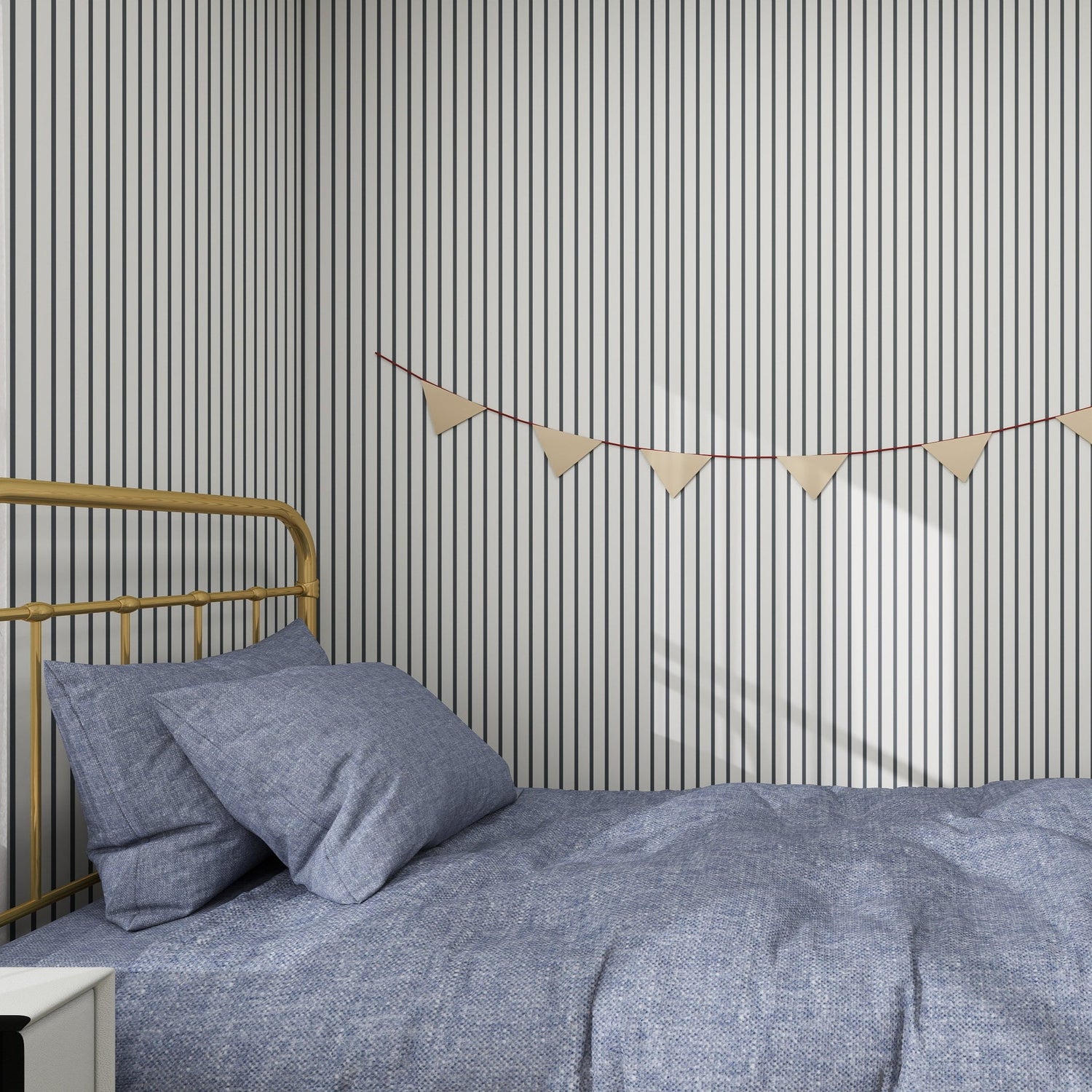 Pinstripe Wallpaper Denim