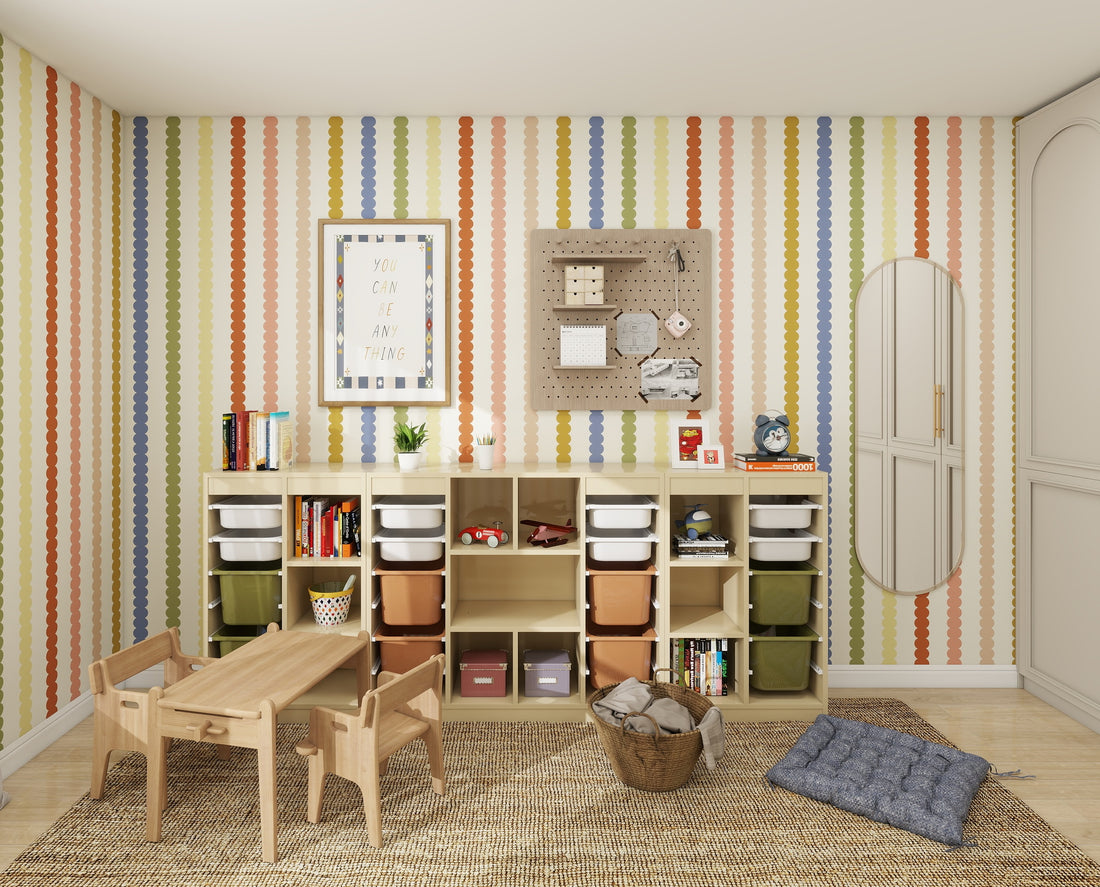 Scallop Stripe Wallpaper Repeat Pattern | Multi