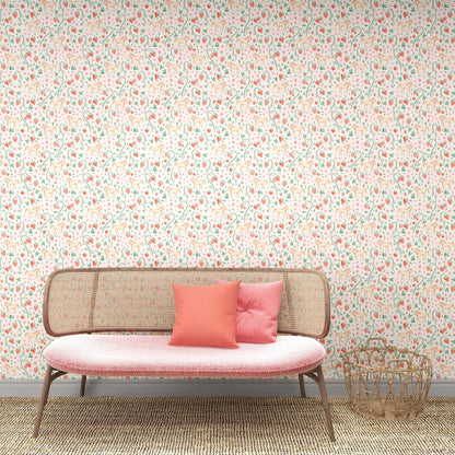 Strawberry Horses Wallpaper Repeat Pattern | Sample - Munks and Me Wallpaper